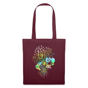Anatomical Heart And Flowers - Tote Bag - burgundy - Front