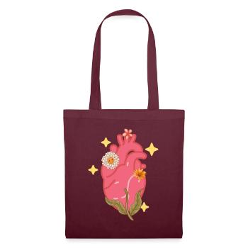 Anatomical Heart And Flowers - Tote Bag - burgundy - Front