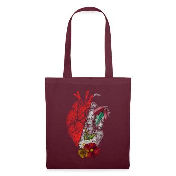 Anatomical Heart And Flowers - Tote Bag - burgundy - Front
