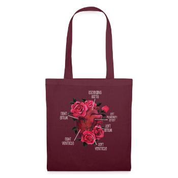 Anatomical Heart And Flowers - Tote Bag - burgundy - Front