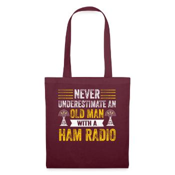 Ne sous-estimez jamais un vieil homme avec une radio amateur - Sac en tissu - bordeaux - Devant
