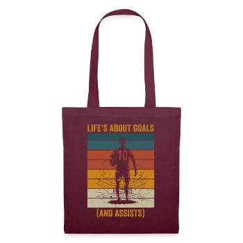 Life Is About Goals And Assists Futbol Soccer - Tote Bag - burgundy - Front