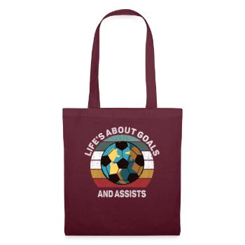 Life Is About Goals And Assists Futbol Soccer - Tote Bag - burgundy - Front