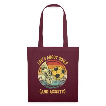 Life Is About Goals And Assists Futbol Soccer - Tote Bag - burgundy - Front