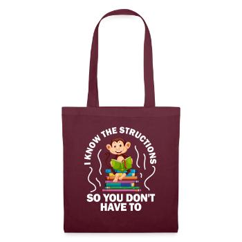 I Know The Structions So You Don't Have To - Tote Bag - burgundy - Front