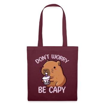Don't Worry Be Capy Bubble Tea Capybara Lover - Tote Bag - burgundy - Front