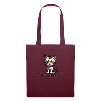 My Cat is Judging You: Humorous Feline Design - Tote Bag - burgundy - Front
