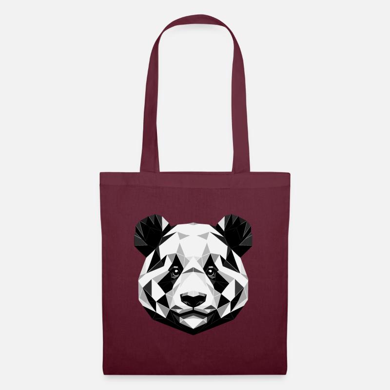 Abstract Geometric Panda - Monochrome Design - Tote Bag - burgundy