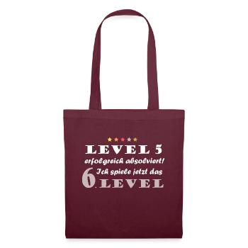 6. Geburtstag Level 6 - Stoffbeutel - Burgunderrot - Vorne