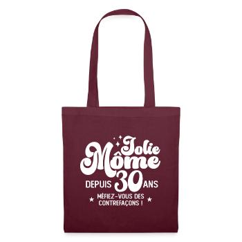 Cadeau Femme anniversaire 30 ans jolie mome cop - Sac en tissu - bordeaux - Devant