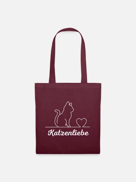 Katzenliebe - Stoffbeutel - Burgunderrot