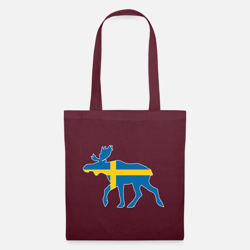 Schweden Elch - Stoffbeutel - Burgunderrot