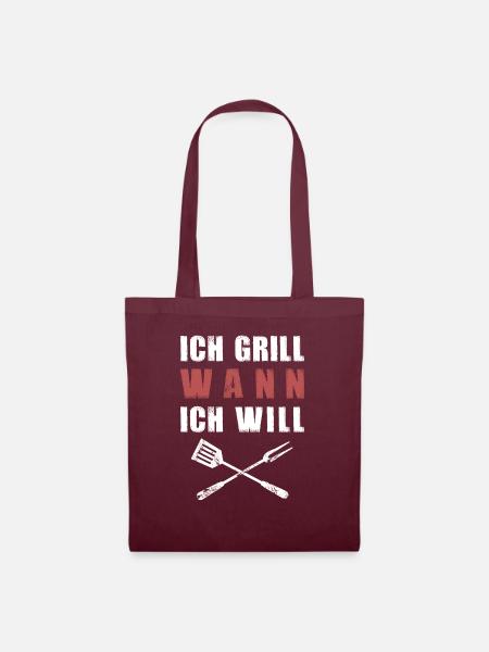 ICH WILL GRILLEN - Stoffbeutel - Burgunderrot
