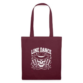 Line Dance Skull mit Stetson und Boots und Lasso - Stoffbeutel - Burgunderrot - Vorne
