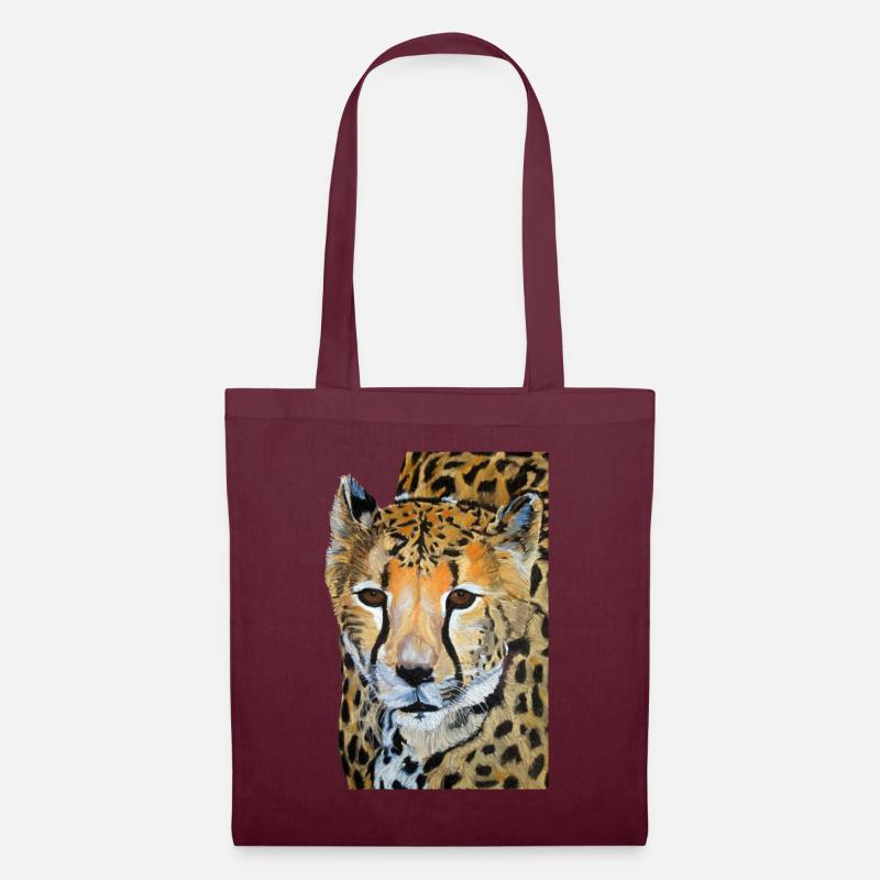 Dessin de guépard - Sac en tissu - bordeaux