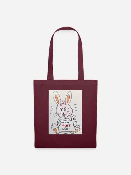 grumpy rabbit - Stoffbeutel - Burgunderrot