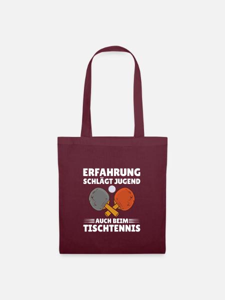 Tischtennis old alter Mann Opa witziger Spruch - Stoffbeutel - Burgunderrot