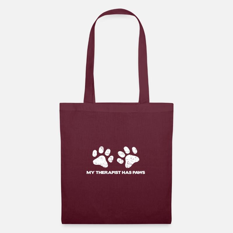 my therapist has paws white - Stoffbeutel - Burgunderrot