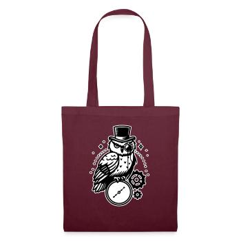 Conception de hibou et d’horloge steampunk - Sac en tissu - bordeaux - Devant