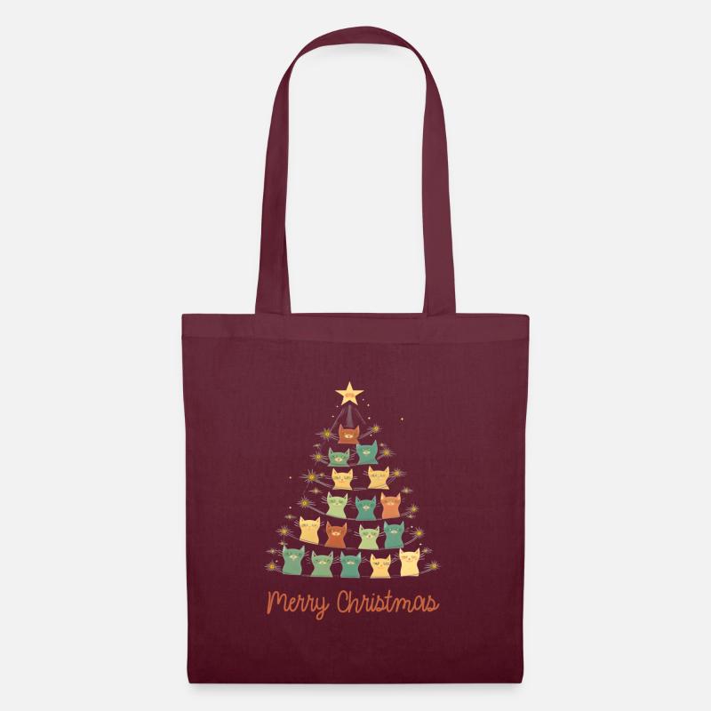 Merry Christmas Cats - Stoffbeutel - Burgunderrot