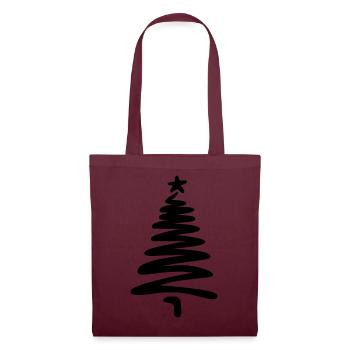Weihnachtsbaum linear handgezeichnet - Stoffbeutel - Burgunderrot - Vorne
