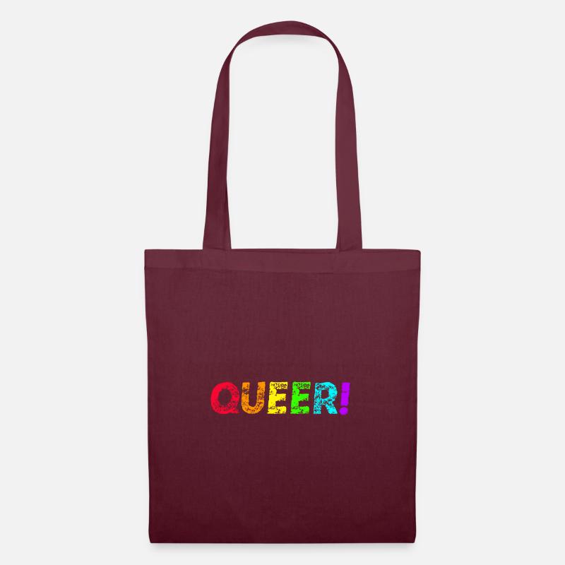 Queer! Geschenkidee Regenbogen LGBTQ+ Pride Month - Stoffbeutel - Burgunderrot