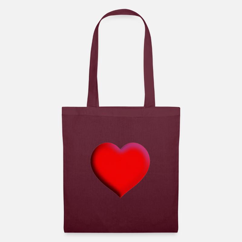 Herz rot Geschenkidee Liebe Valentinstag - Stoffbeutel - Burgunderrot