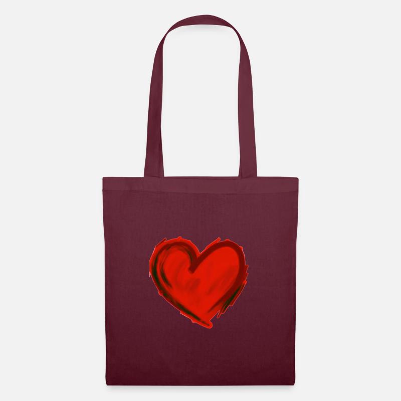 Herz rot Geschenkidee Liebe verliebt Valentinstag - Stoffbeutel - Burgunderrot