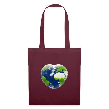Earth Heart Heart Shaped Planet Idée cadeau - Sac en tissu - bordeaux - Devant