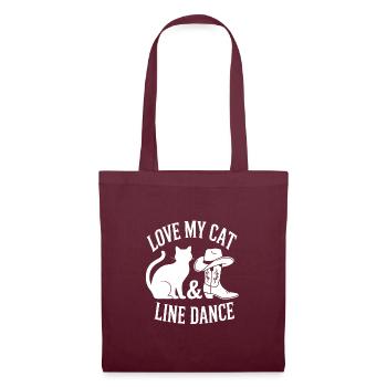 Ich liebe meine Katzen und Line Dance - Stoffbeutel - Burgunderrot - Vorne