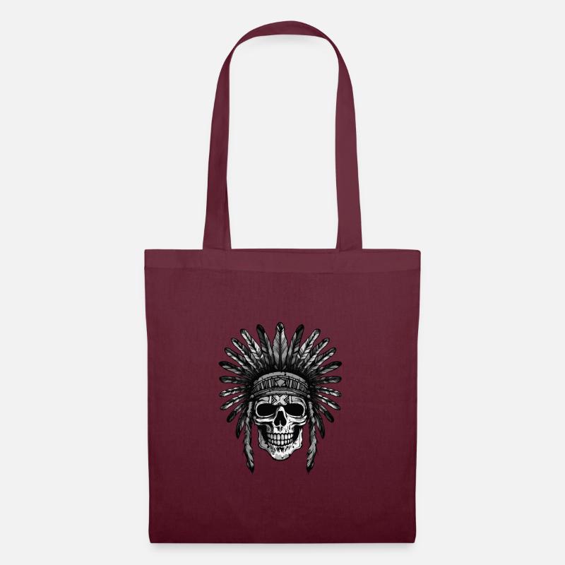 Crâne Apache Indien - Sac en tissu - bordeaux