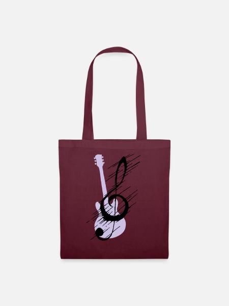 Distorted note key and guitar - Tote Bag - burgundy