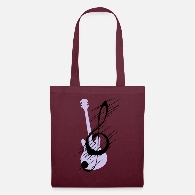 Distorted Notenschluessel et guitare - Sac en tissu - bordeaux