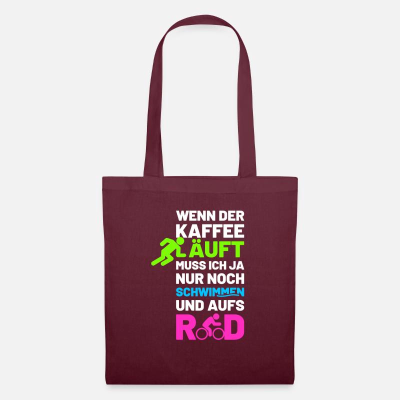 Wenn der Kaffee läuft - Stoffbeutel - Burgunderrot