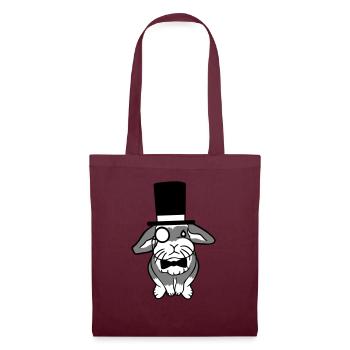 Mr. Bunny Gentleman Chapeau haut de forme Monocle Lunettes - Sac en tissu - bordeaux - Devant