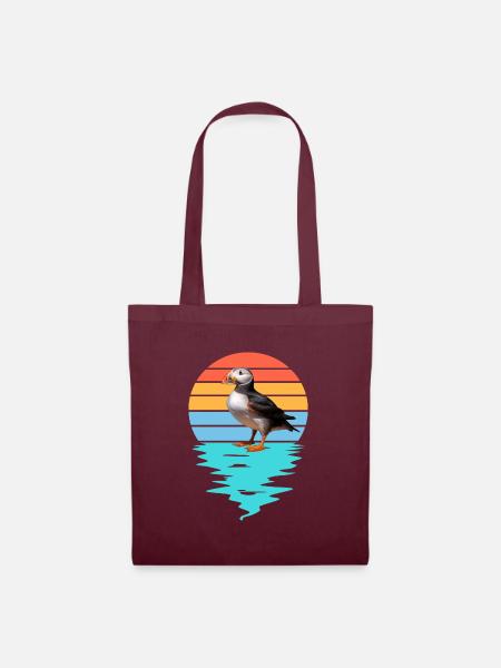 Cut Puffin in Sea - Stoffbeutel - Burgunderrot