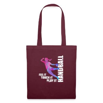 Frauen und Mädchen Handball Geschenkidee - Stoffbeutel - Burgunderrot - Vorne