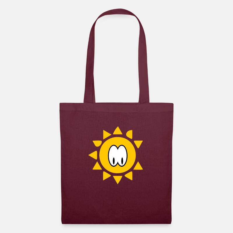 Sonne Design/ Sonne mit Augen - Stoffbeutel - Burgunderrot
