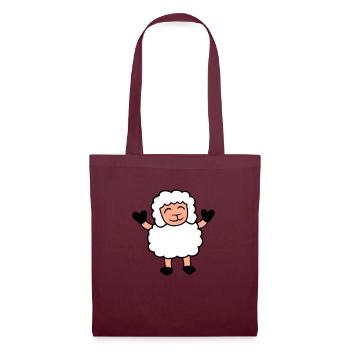 mouton bébé se tient mignon mignon agneau mignon enfant heureux - Sac en tissu - bordeaux - Devant