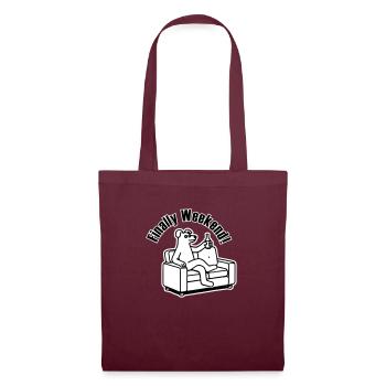 Dog on a couch - "Finally Weekend!" Design - Tote Bag - burgundy - Front