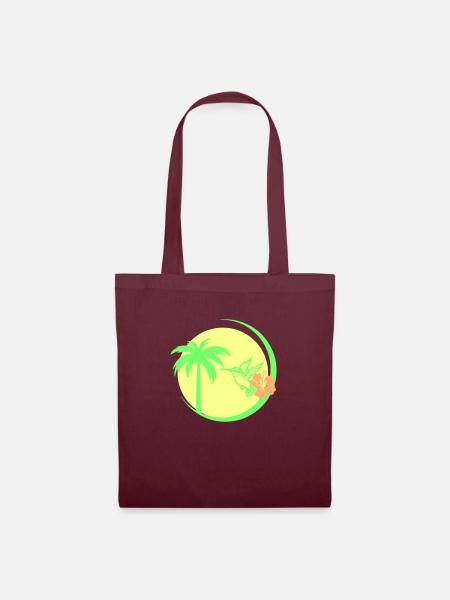 Palmier Colibri Hibiscus - Sac en tissu - bordeaux