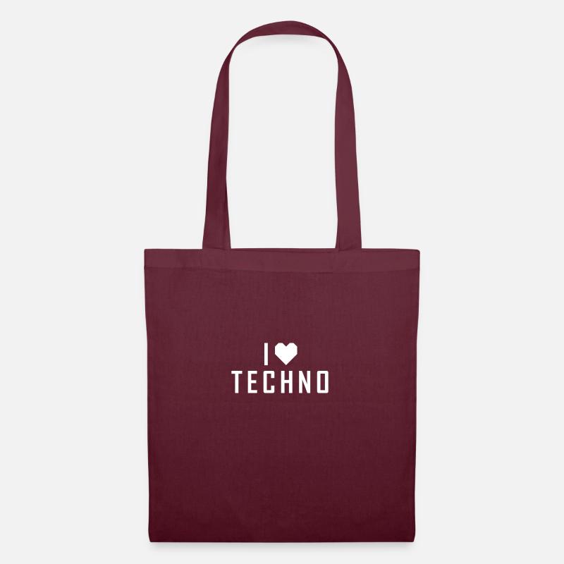 I Love Liebe Techno 2 - Stoffbeutel - Burgunderrot