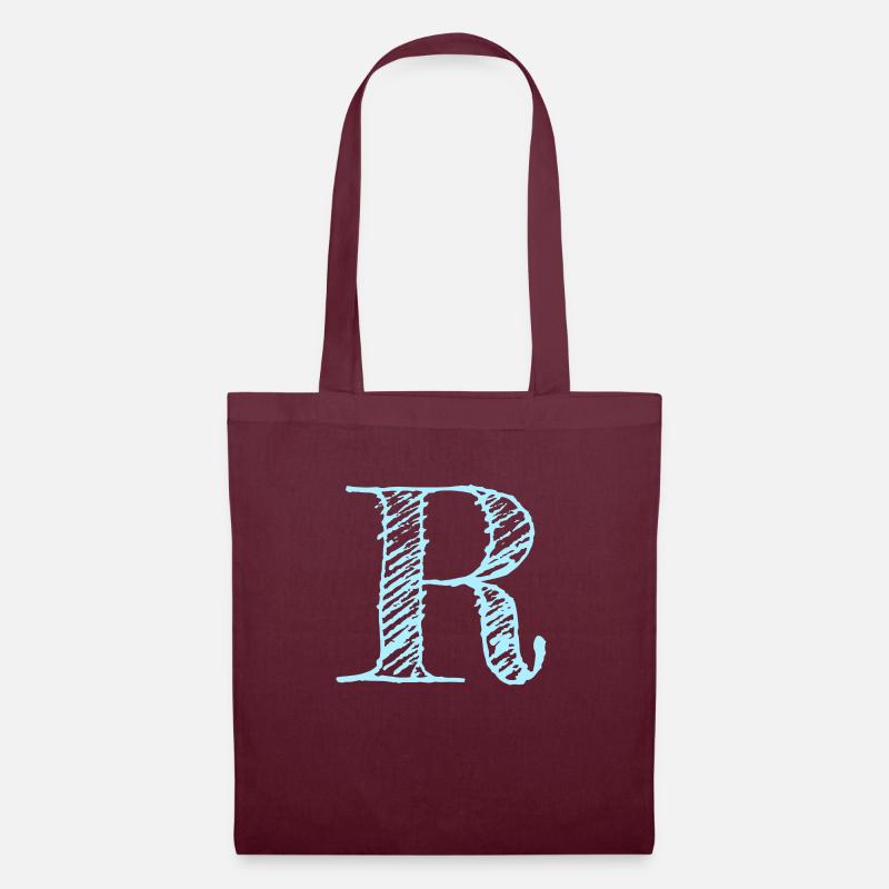 Buchstabe "R" Comic Blau - Stoffbeutel - Burgunderrot