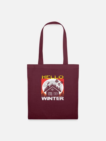 Hello Winter - Stoffbeutel - Burgunderrot