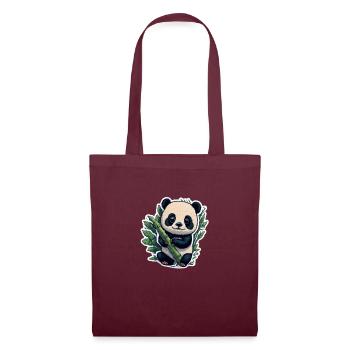 Cute Panda with Bamboo - Stoffbeutel - Burgunderrot - Vorne
