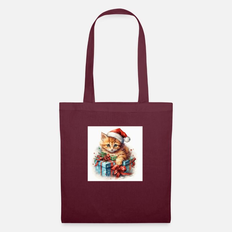 Christmas Kitten 2 - Tote Bag - burgundy