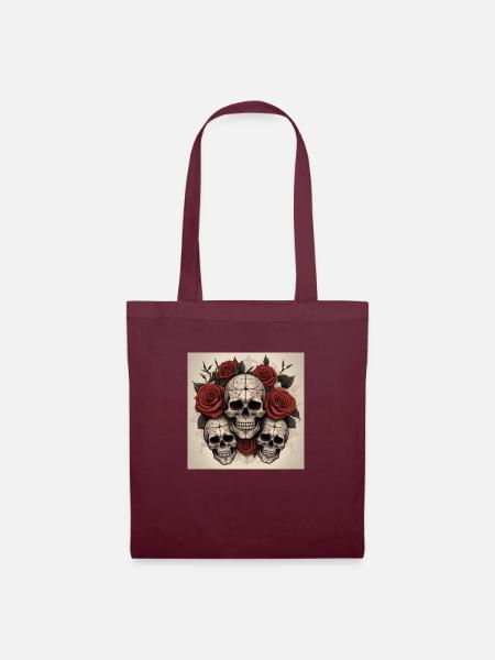 Lifelike Vision skulls and roses - Stoffbeutel - Burgunderrot