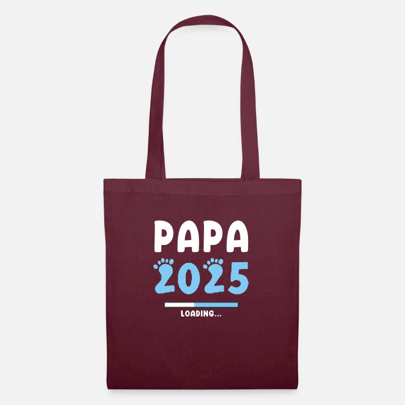 Papa 2025 Loading Geschenk für werdende Väter - Stoffbeutel - Burgunderrot