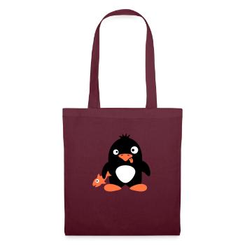 Funny Penguin Fish Caught Crazy Stupid Doofy - Tote Bag - burgundy - Front