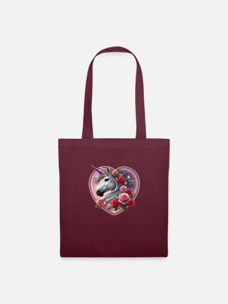 Vale Heart - Valentinstag Einhorn - Stoffbeutel - Burgunderrot